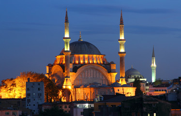 Fototapeta na wymiar Majestic Meczet w tętniącej życiem istanbu