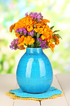 Bouquet Of Marigold Flowers In Vase