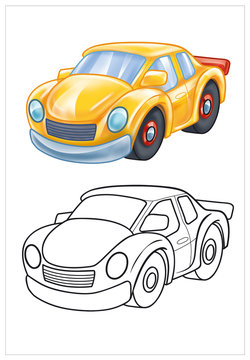 coloring of yellow toy car