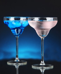 Cocktails on dark color background