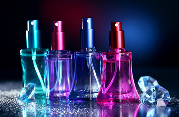 Women perfume in beautiful bottles