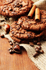 Homemade cookies with sesame seeds, chocolate,