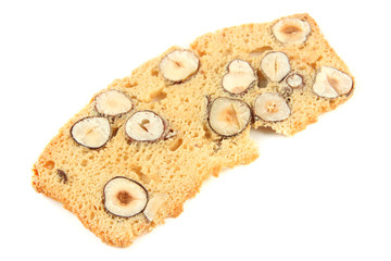 Biscotti with  nuts, isolated on white
