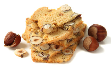 Biscotti with  nuts, isolated on white