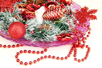 Christmas decorations close up