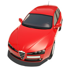 Naklejka premium Red Car Isolated on White Background