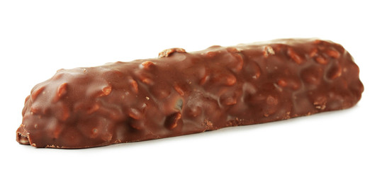 Delicious chocolate bar isolated on white