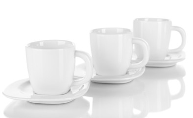White cups isolated on white