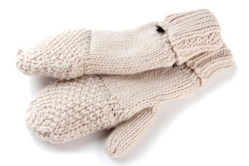 Fototapeta na wymiar Wool fingerless gloves, isolated on white