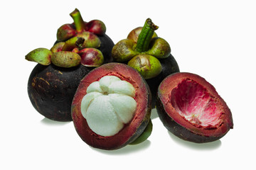 tropical mangosteen fruit on white background
