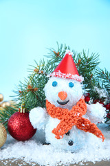Beautiful snowman on snow