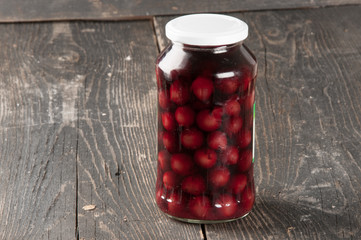 cherry compote in a glass jar