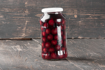 cherry compote in a glass jar