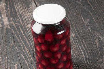 cherry compote in a glass jar