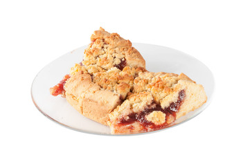 plum cake in glass plate