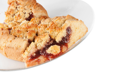 plum cake in glass plate