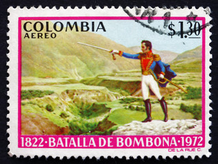Postage stamp Colombia 1973 Simon Bolivar, Battle of Bombona