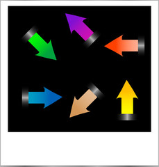 instant photo frame with arrow set, isolated on white background