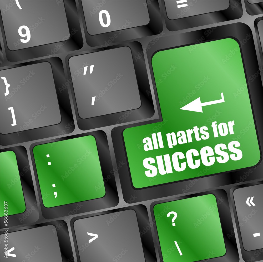 Poster all parts for success button on computer keyboard key