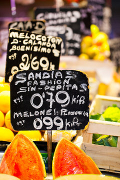 Fruits market, in La Boqueria,Barcelona famous marketplace