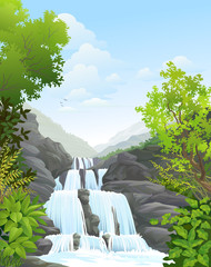 Fototapeta premium Waterfall in Tropical Rain Forest