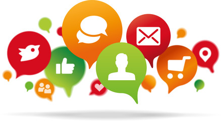 Sprechblasen mit Internet Icons