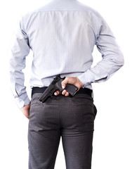 gun in business man hand