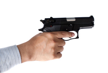 gun in business man hand