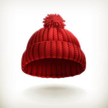 Knitted red cap illustration