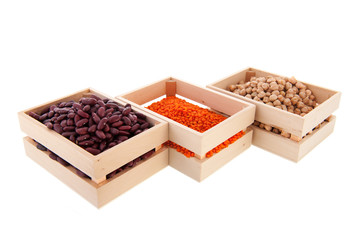 Row crates with legumes