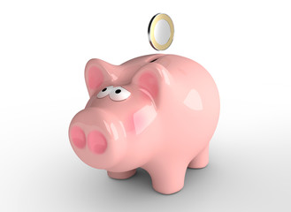 Sparschwein und Münze