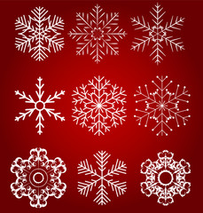 Naklejka na ściany i meble Set of beautiful snowflakes vector illustration