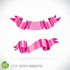 Pink Satin Ribbons Illustration, Icons, Button, Sign, Symbol