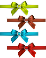 Satin color ribbons. Gift bows.
