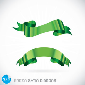 Green Satin Ribbons Illustration, Icons, Button, Sign, Symbol
