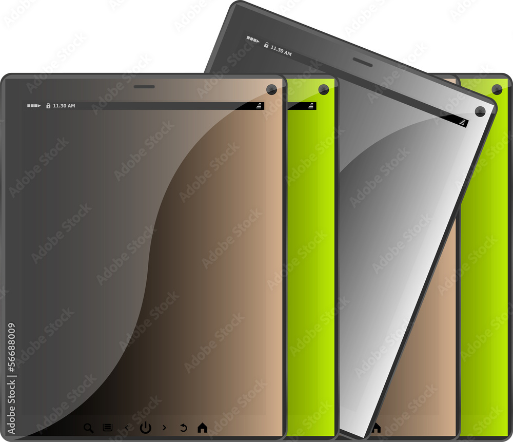 Poster set of tablet computers isolated on white background