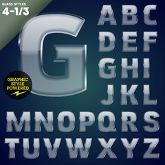 Vector illustration of Glass font powered graphic styles.