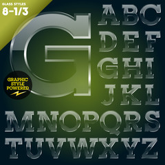 Vector illustration of Glass font powered graphic styles.