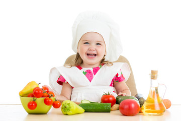 Chef kid preparing healthy food
