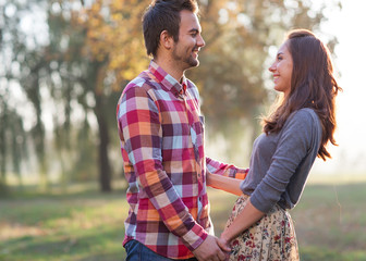 Fototapeta premium Young couple in love outdoor