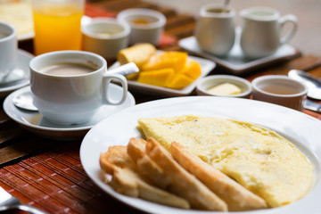 Delicious omelette served for breakfast