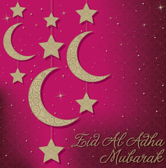 Hanging moon decoration Eid al Adha card in vector format.