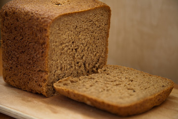 cutting of rye bread