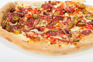 delicious italian pizza isolated over white background