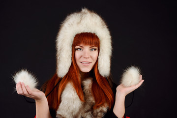 girl wearing fur hat