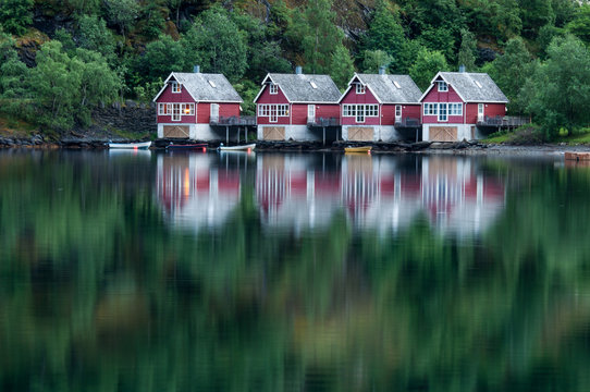 Typical Norway houses in Flåm, Sognefjord Norway