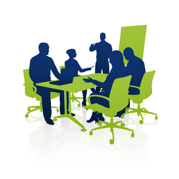 recommend clip art: Meeting, Präsentation, Geschäftsleute / Silhouette