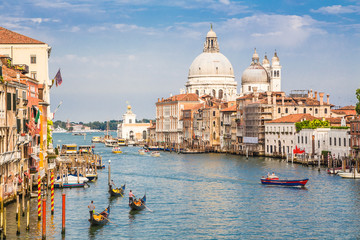 Grand Canal and Basilica on sunny day, Venice
