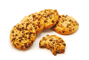 Biscuits with chocolate isolated on white background