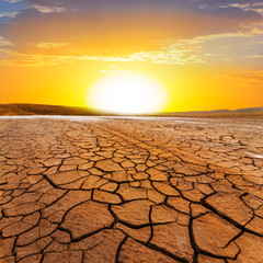 sunset ower a dry land